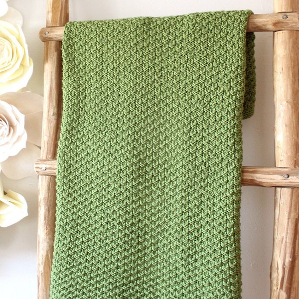 Moss Landing Blanket Knitting Pattern in 7 Sizes - Easy Knitted Blanket - Beginner Knits and Purls