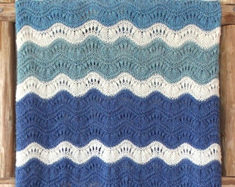 Mavericks Wave Ripple Blanket Knitting Pattern in 6 Sizes - Baby, Stroller, Receiving, Lapghan, Throw, Bedspread - Colorful Lace Blanket