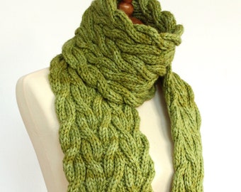 Meadow Vine Reversible Cable Scarf Knitting Pattern (PDF Download)