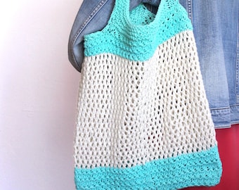 Mesh Market Bag Knitting Pattern Reusable Grocery and Beach Tote