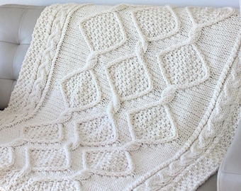 Diamond Heights Cable Blanket: Knitting Pattern (PDF Download)
