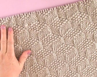 Easy Knitted Blanket in Tumbling Blocks Pattern - Beginner Knits and Purls