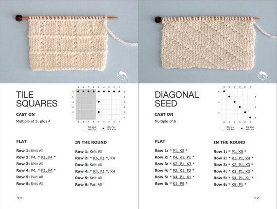 Knit Stitch Book 50 Knit Purl Patterns By Youtuber Studio Knit