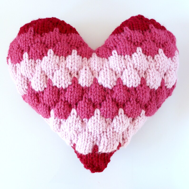 Bubble Stitch Heart Pillow Knitting Pattern PDF Download Etsy