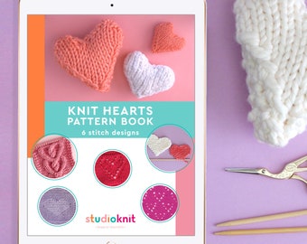 Knit Hearts Pattern Book - 6 Designs - PDF Download