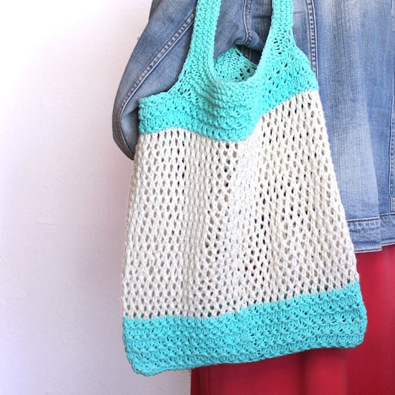 Mesh Market Bag Knitting Pattern Reusable Grocery and Beach Tote Il_570xn