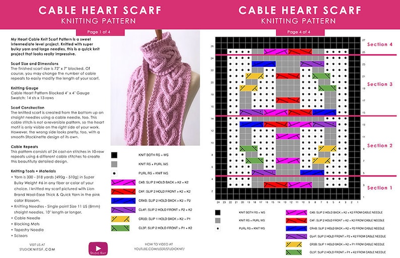 Heart Cable Knit Scarf Pattern image 7
