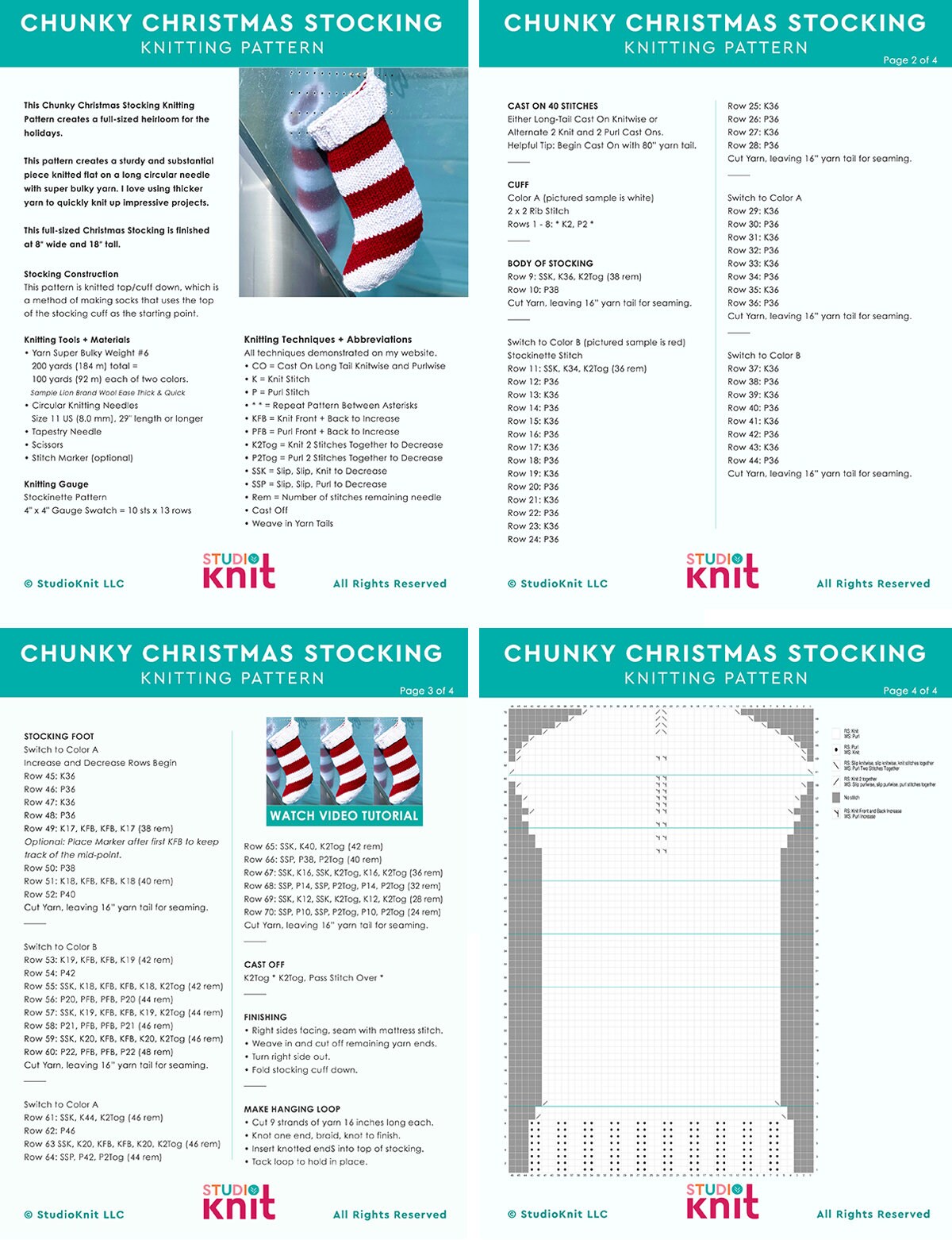 Chunky Christmas Stocking Knitting Pattern (PDF Download) - Etsy