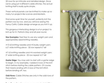 Fancy Celtic Cable Scarf Knitting Pattern PDF Download UK
