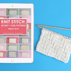 Knit Stitch Pattern E-Book for Beginning Knitters by YouTube's Studio Knit - PDF Download