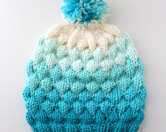 Bubble Beanie Knitting Pattern Adult Size - PDF Download