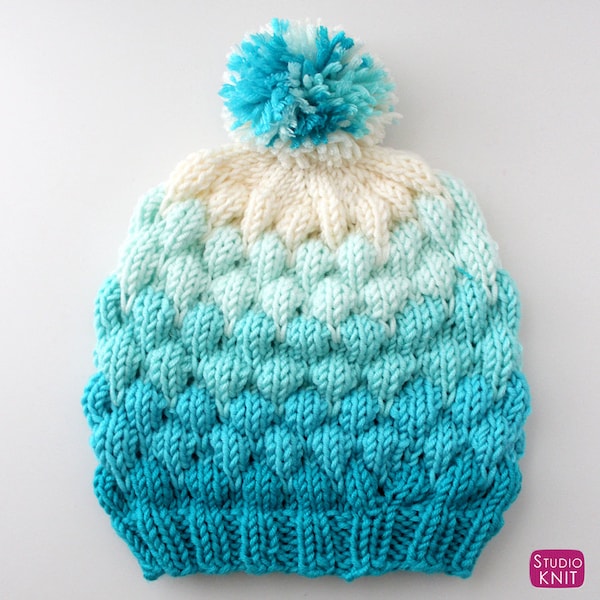 Bubble Beanie Knitting Pattern Adult Size - PDF Download