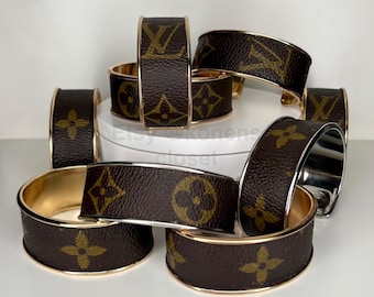 Up-Cycled Louis Vuitton Canvas Gold/Silver Tone Cuff (Authentic Material) *Nickel FREE Iron*