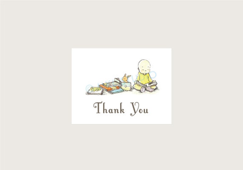 Thank You Card Set of 10 Baby Shower/Birthday Classic Children's Books Theme 画像 2