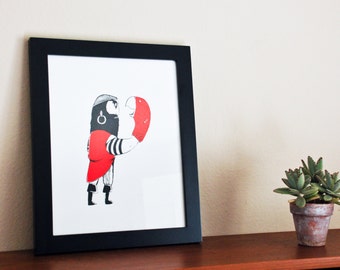 P, Alphabet Print, Original Silk Screen Print, Pirate, Parrot