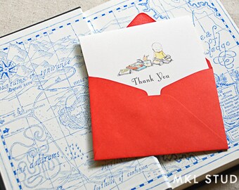 Thank You Card- Set of 10- Baby Shower/Birthday- Classic Children's Books Theme