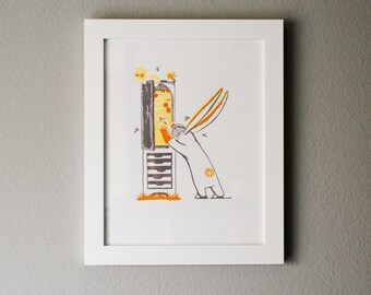 K Alphabet Print, Original Silk Screen Print, Children/Nursery