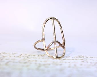 14 kt. yellow gold hand made PEACE ring
