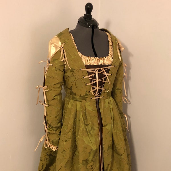 Ready to Ship Italian Inspired Renaissance Gown, green, gold, and brown - SEE DESCRIPTION