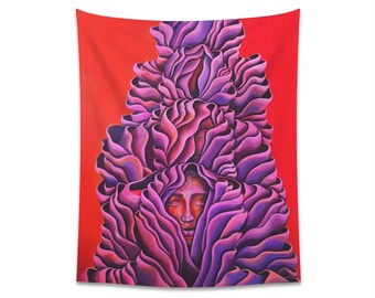 Plant Goddess Wall Tapestry, Divine Feminine Aesthetic, Spiritual Altar Cloth, Nature Lover Bedroom, Living Room & Meditation Space Decor