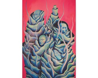 girl mushroom art, mushroom lover art, feminine energy art, spiritual art print, yoga wall hanging, self love painting, sisterhood art