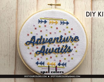 Adventure Awaits Counted Cross Stitch DIY KIT Intermediate