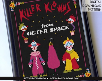 Klowns From Space 11 x 14 Film Movie Counted Cross Stitch Pattern Download Intermediate