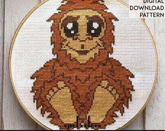 Bigfoot Sasquatch Counted Cross Stitch DIGITAL DOWNLOAD Pattern Intermediate