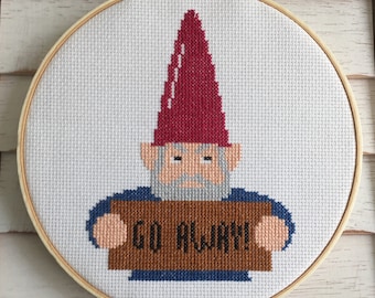 Angry Gnome Counted Cross Stitch DIY KIT Intermediate
