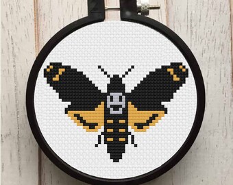 Death Head Moth Bug Counted Cross Stitch PATTERN DIGITAL DOWNLOAD Beginner