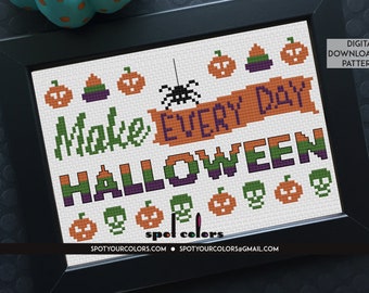 Make Everyday Halloween Counted Cross Stitch Pattern Download Intermediate