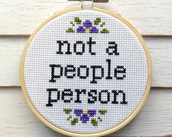 Not a People Person Counted Cross Stitch Pattern DOWNLOAD Intermediate