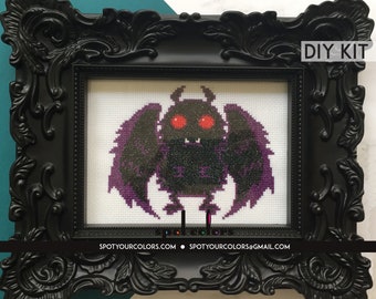 Mothman Counted Cross Stitch DIY KIT Intermediate