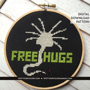 Free Hugs Creature Cross Stitch DIY DIGITAL DOWNLOAD Intermediate