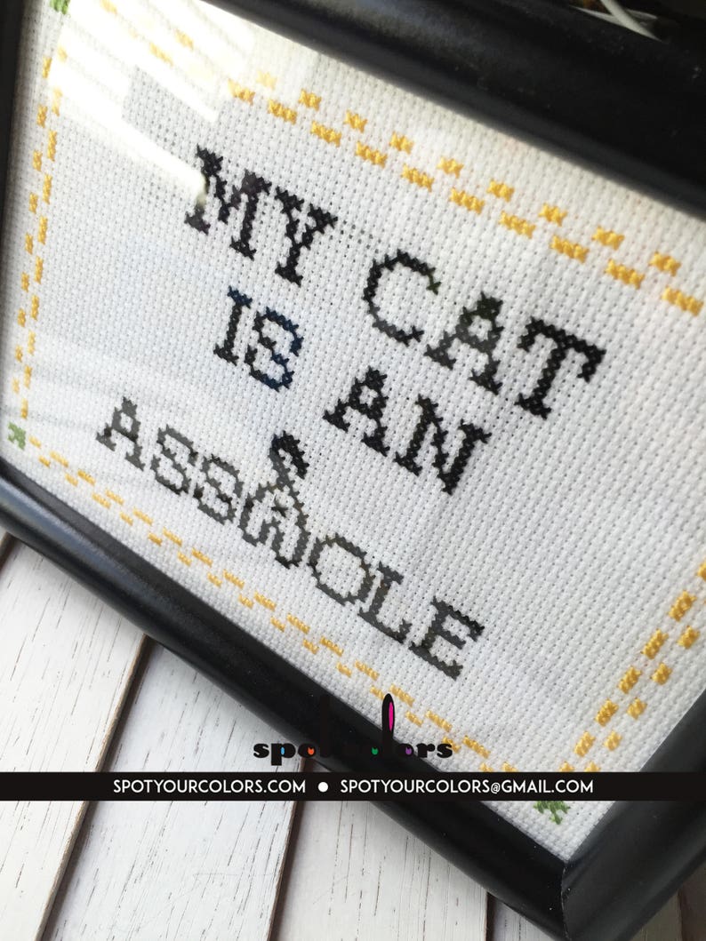 My Cat is an Ahole Counted Cross Stitch DIY KIT Intermediate image 3