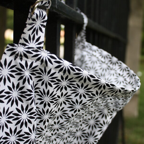 Nursing Cover (Breastfeeding Cover) White with Black Flowers (Daisy)