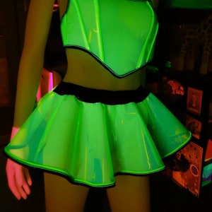 Vinyl circle skirt rave transparent see through clear burning man festival  edc costume uv neon