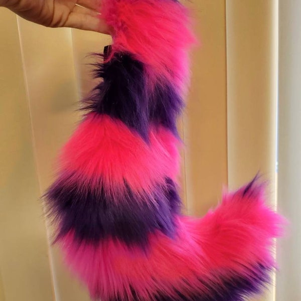 cheshire cat fur 15" tail rave outfit burning man festival edc costume Halloween