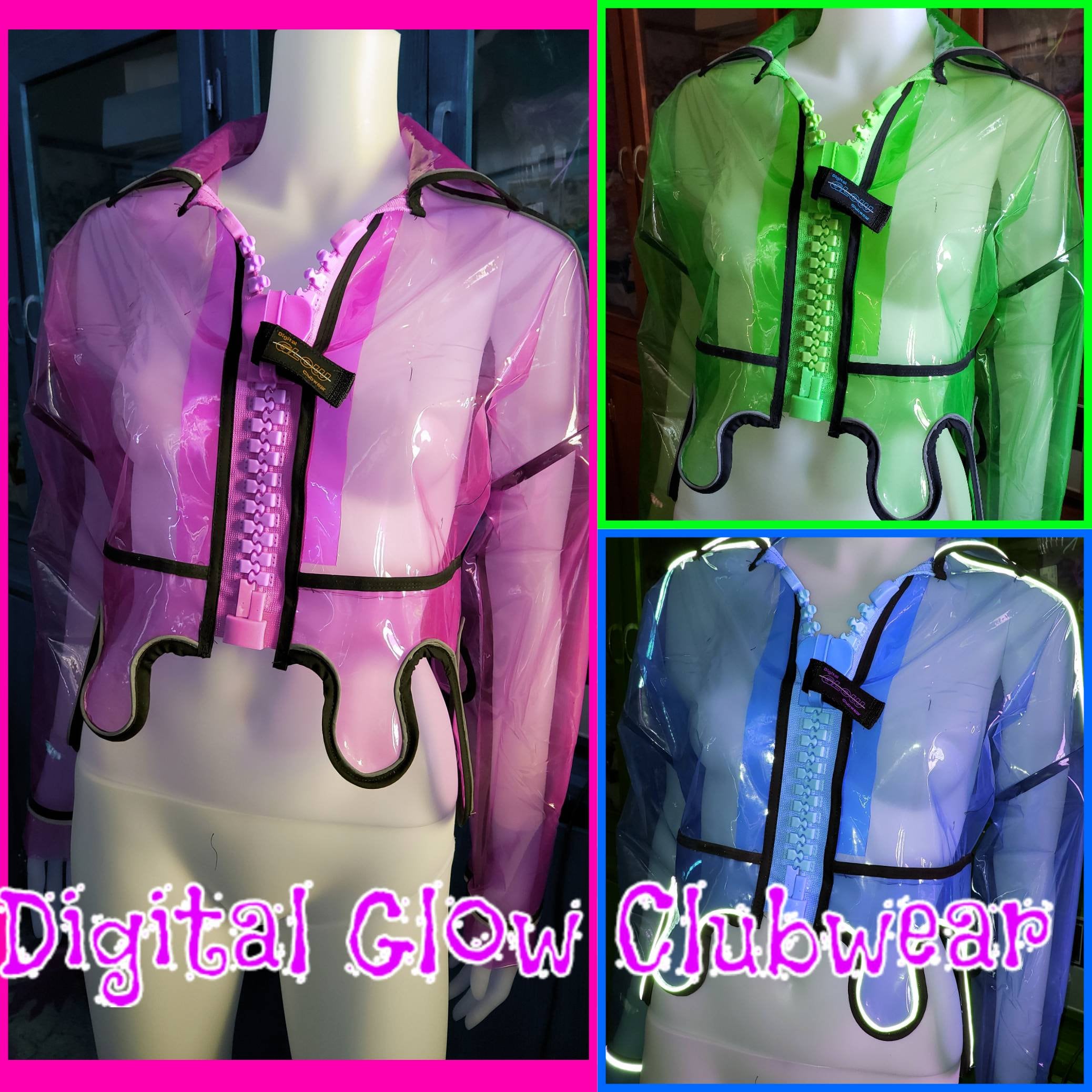 UV Reflective Vinyl Melting Jacket Rave Coat Burning Man Festival Edc ...