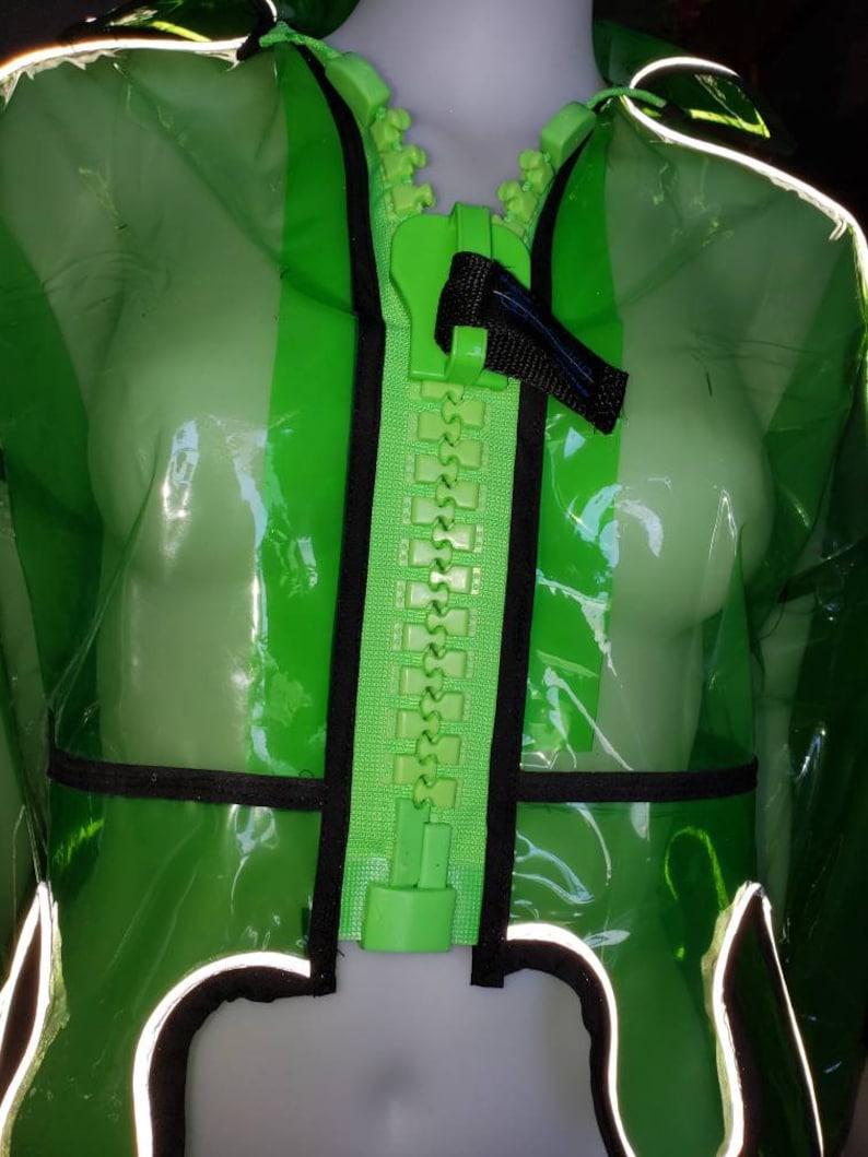 UV Reflective Vinyl Melting Jacket Rave Coat Burning Man Festival Edc ...