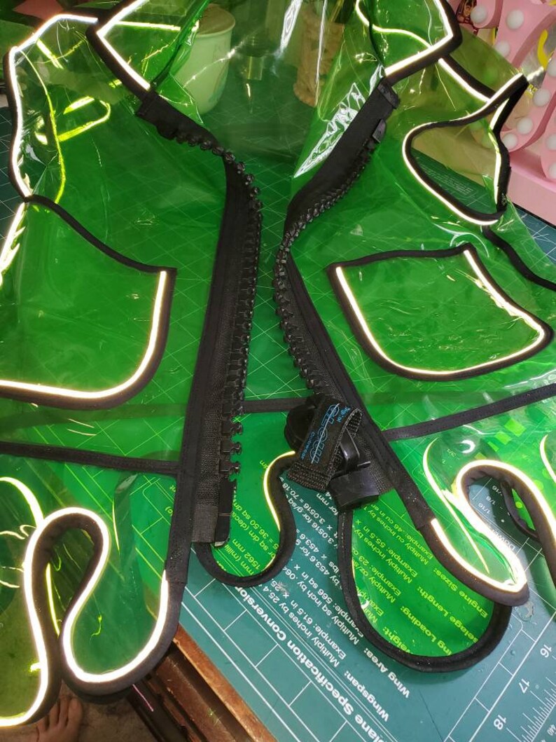 Reflective Jackets Rave UV Reflective Vinyl Melting Long Vest Jacket Rave Coat Burning Man ...