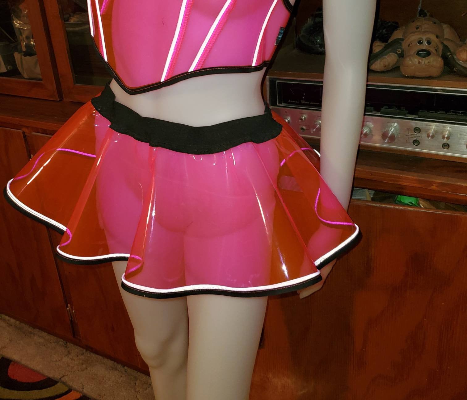 Vinyl Reflective circle skirt rave transparent see through clear burning man festival edc costume uv neon