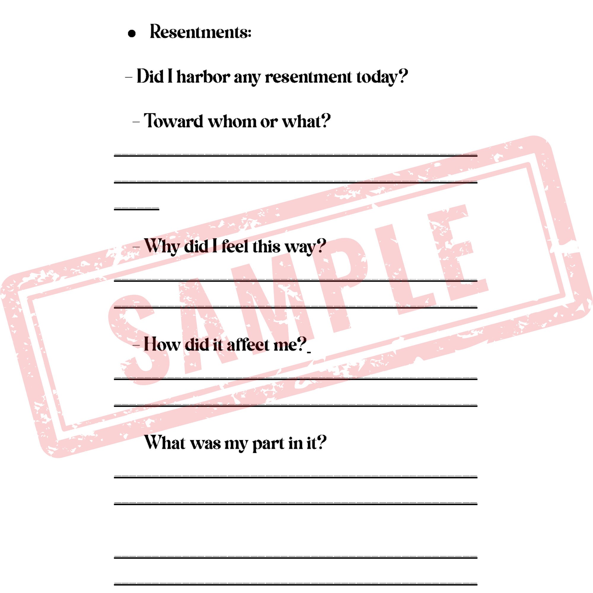 12-step Recovery 10th Step Daily Inventory Worksheet PDF | AA NA ...
