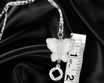 Addiction recovery Narcotics Anonymous One-of-a-Kind Butterfly Pendant Necklace with NA charm, NA recovery gift, NA Service Symbol