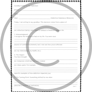 Carta de adeus à planilha de vício, recuperação de vício, recurso de terapia de saúde mental para conselheiros de vício, terapeutas, apoio de pares