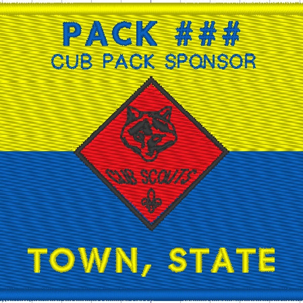 Embroidery pattern, customized Cub Scout pack flag patch
