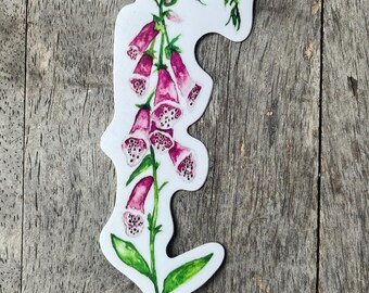 Hand Painted Foxglove Flowers Vinyl Sticker