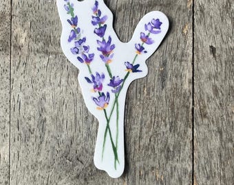 Hand Painted Lavender Sprigs Vinyl Sticker