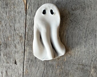 Porcelain Ghost Brooch | Skull Pin | One of a Kind Art Pin| Gothic Lapel Pin | Punk Rock Accessory | Edgy Jacket Pin