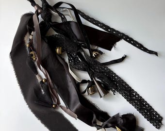 Black and Grey Blessing Bells ~ | Protective Door Hanger | Pagan Home Decor | Protection Bells | Witchy House Blessing Gift | Angel Bells